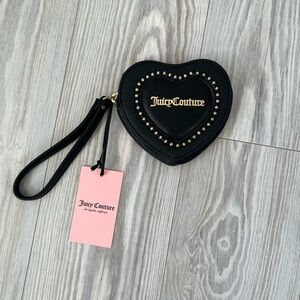 Juicy Couture Black Heart Wristlet with Gold Details